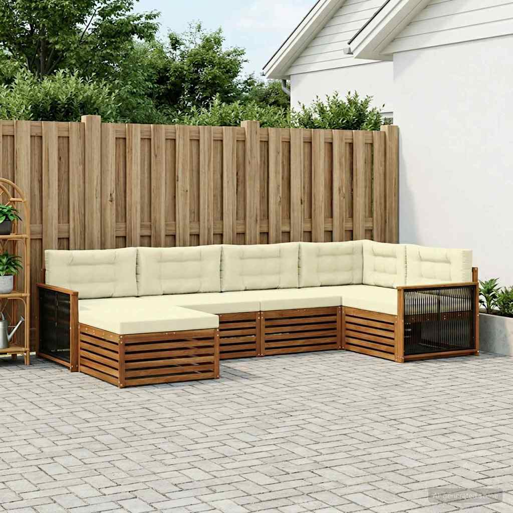 Set vanjskih sofa 6 kom. Prirodna i krem