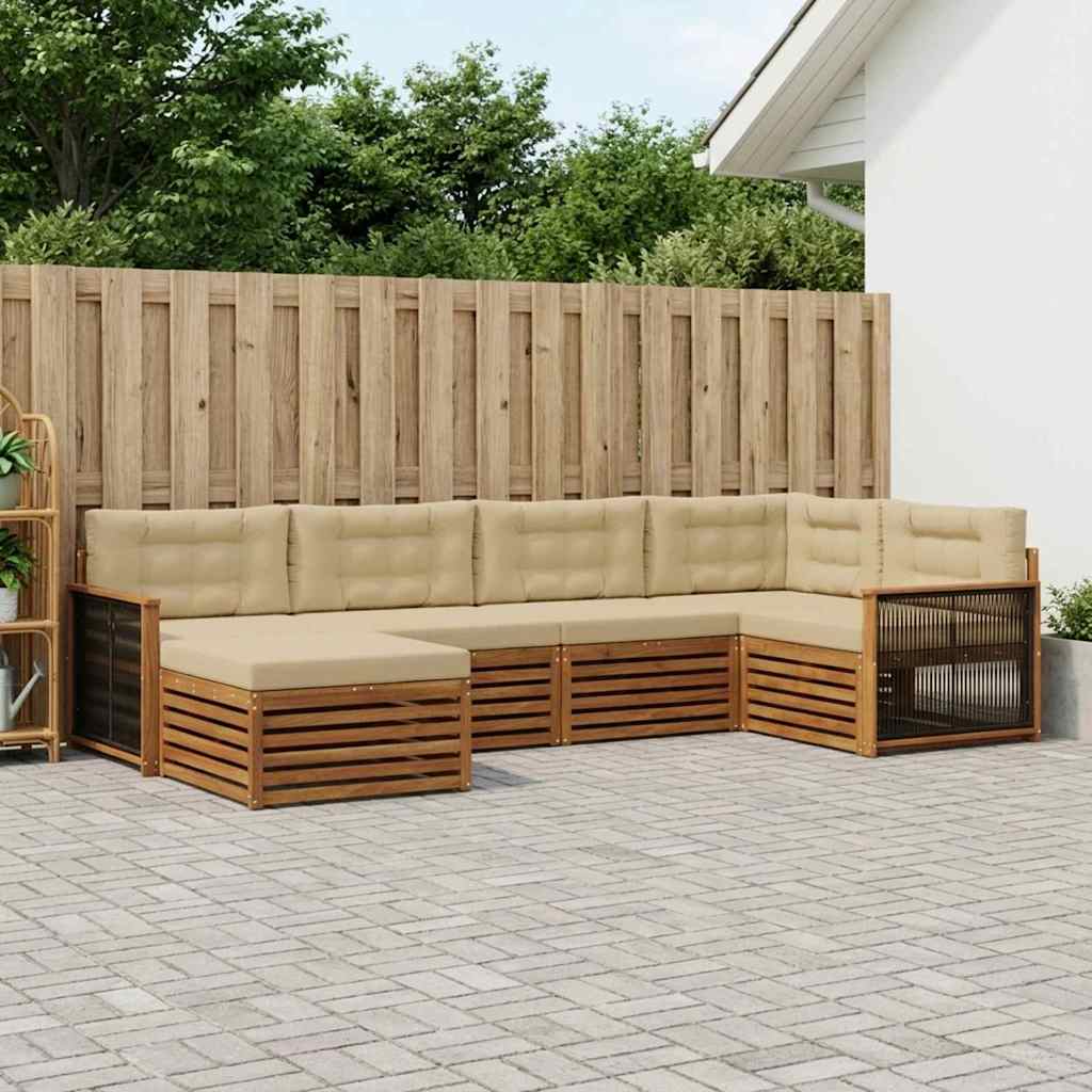 Set vanjskih sofa 6 kom. Prirodna i bež