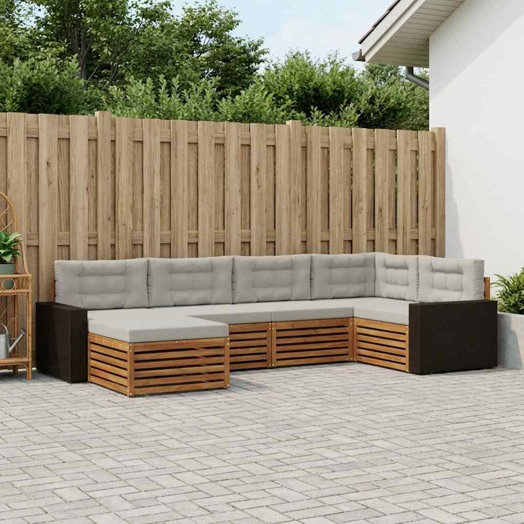 Set vanjskih sofa 6 kom. Prirodna i svjetlosiva