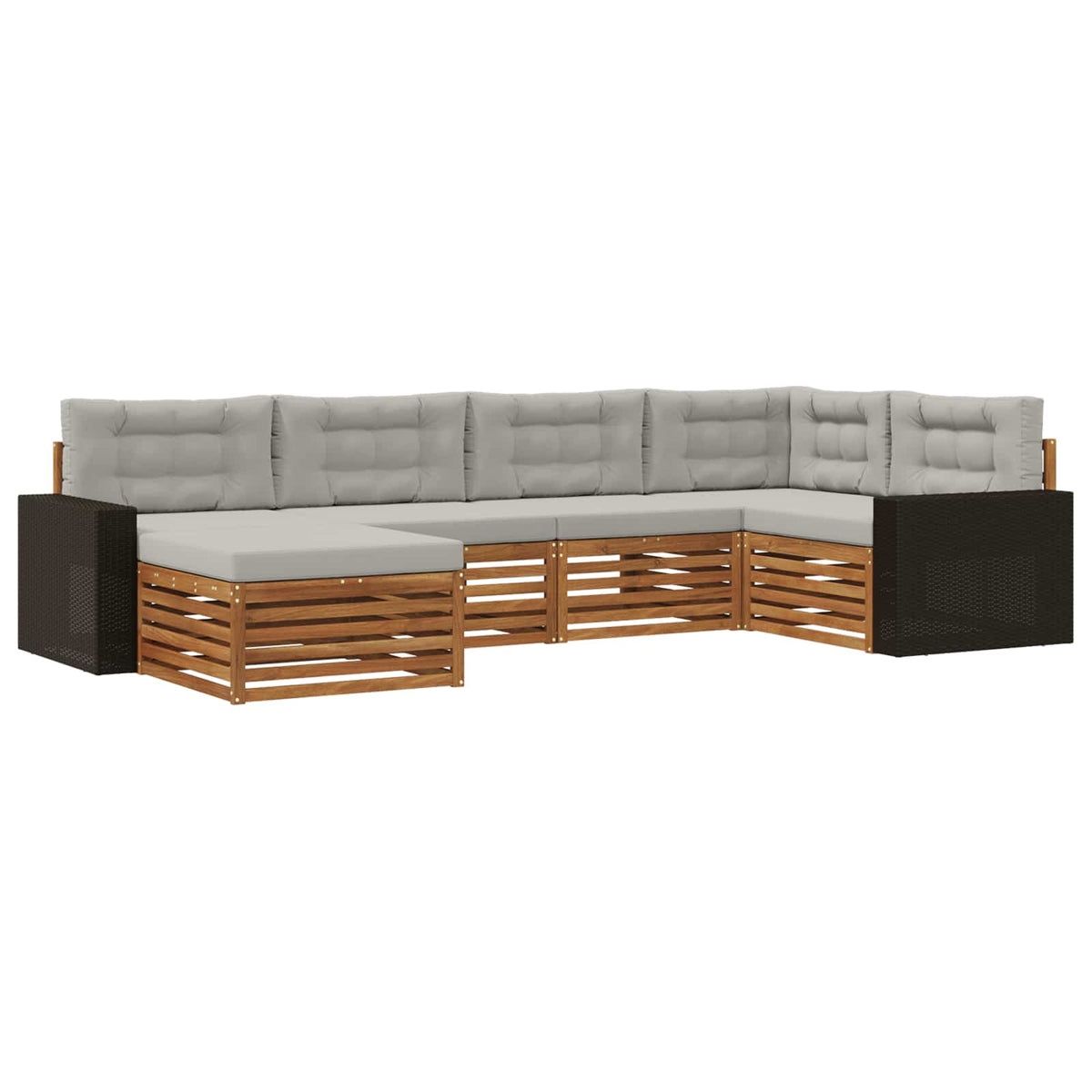 Set vanjskih sofa 6 kom. Prirodna i svjetlosiva