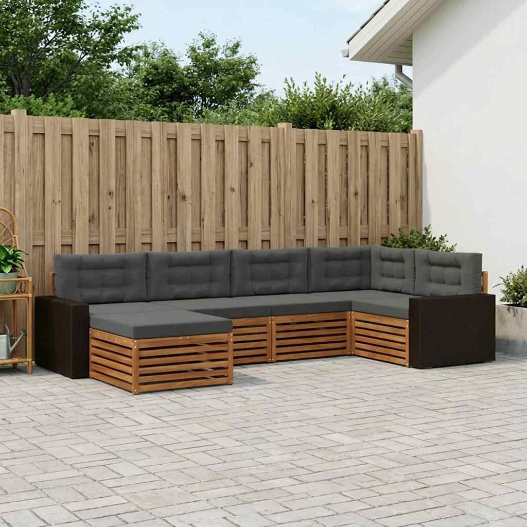 Set vanjskih sofa 6 kom. Prirodna i antracit