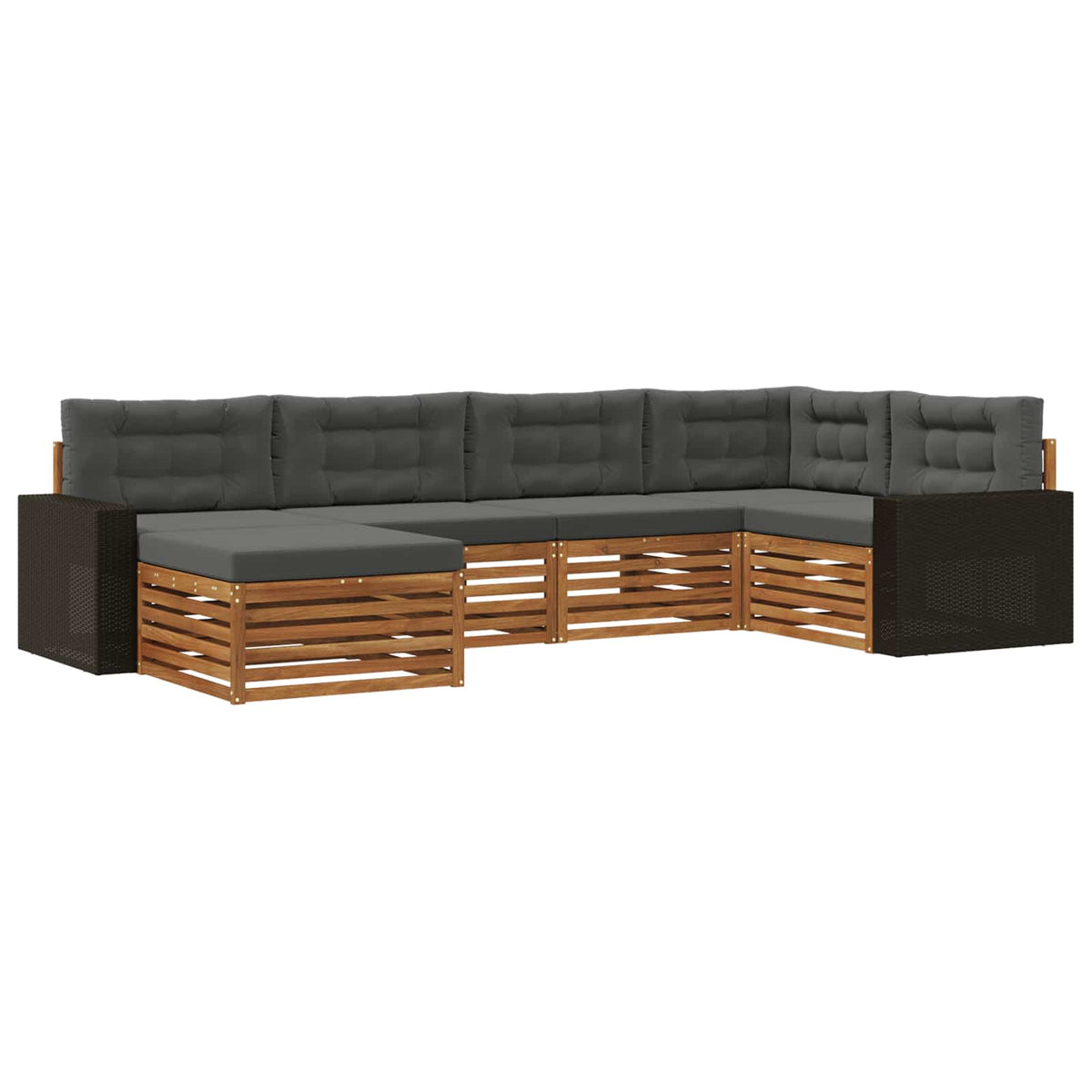 Set vanjskih sofa 6 kom. Prirodna i antracit