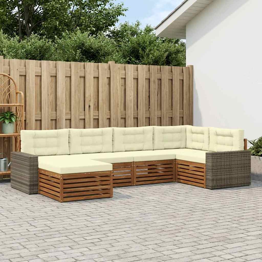 Set vanjskih sofa 6 kom. Prirodna i krem