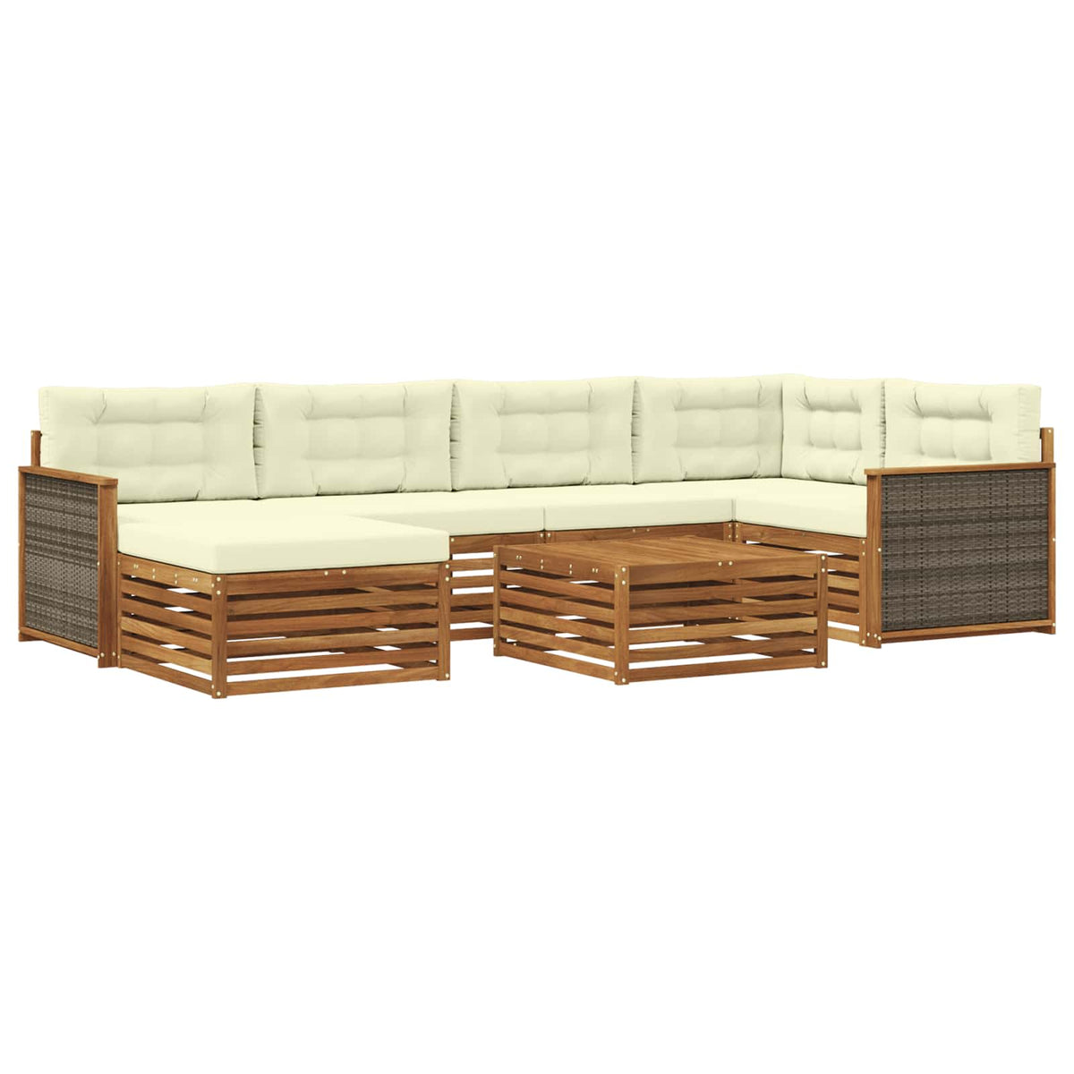 Set vanjskih sofa 7 kom. Prirodna i krem