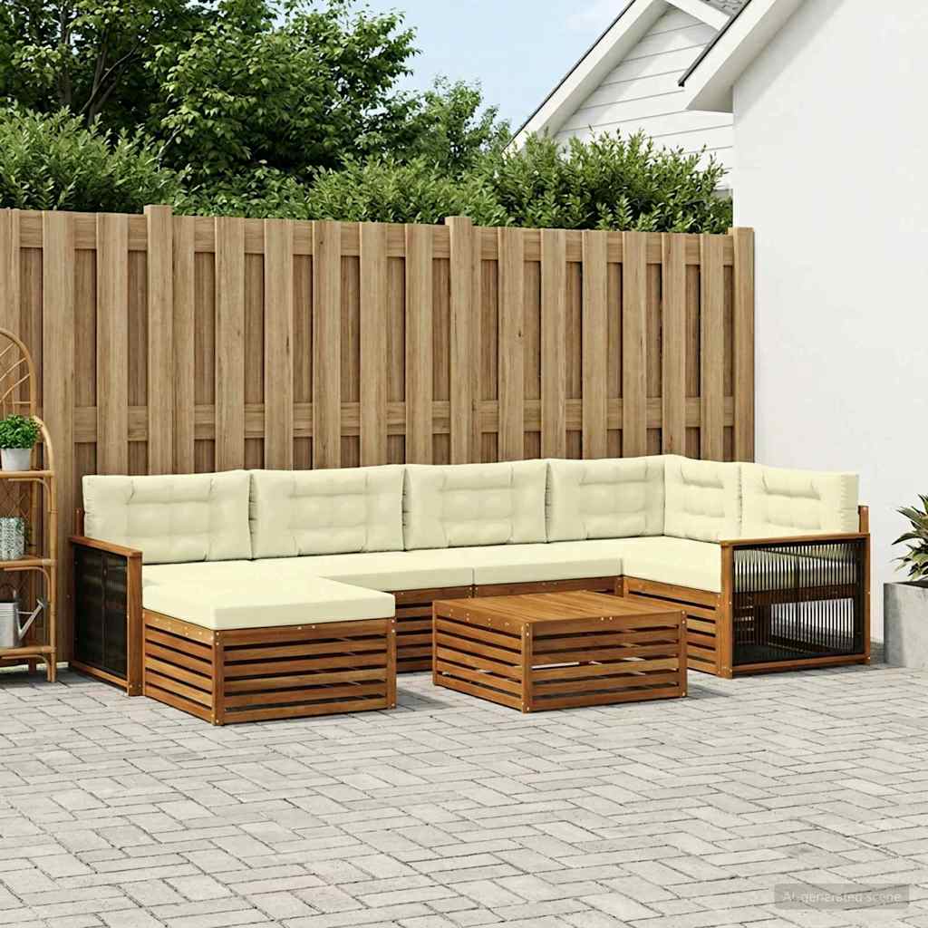 Set vanjskih sofa 7 kom. Prirodna i krem
