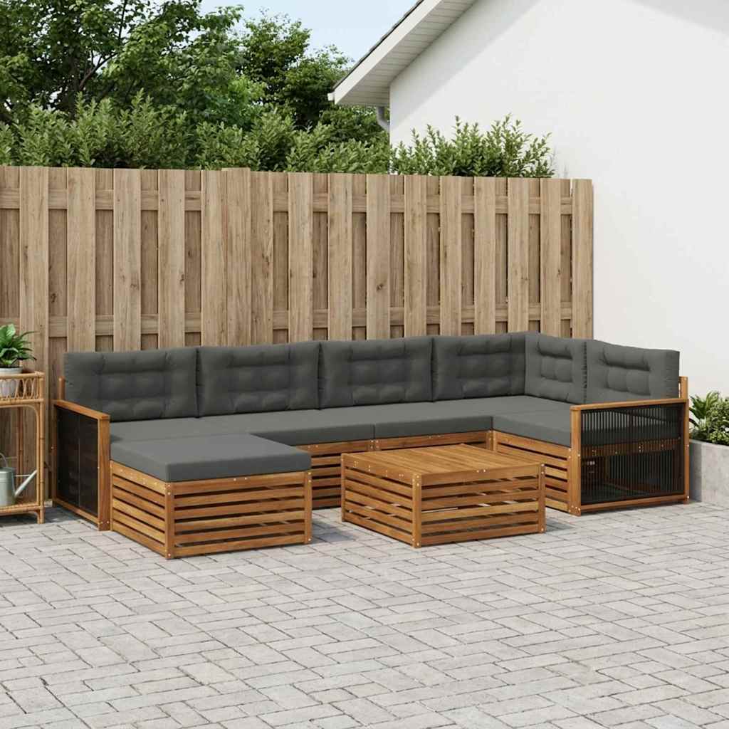 Set vanjskih sofa 7 kom. Prirodna i antracit
