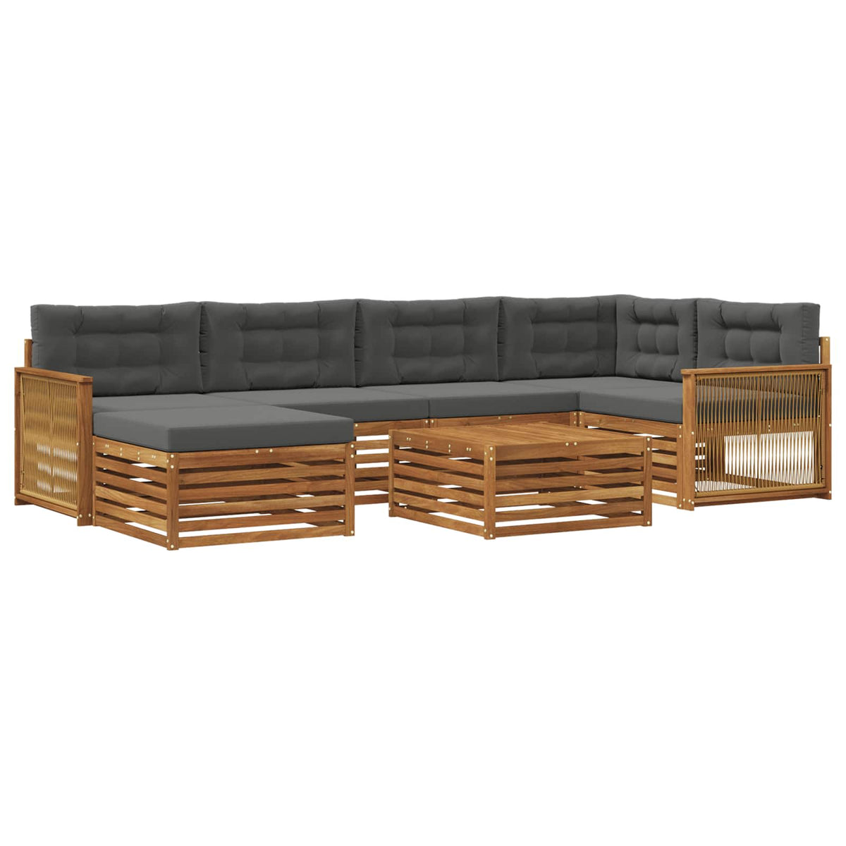 Set vanjskih sofa 7 kom. Prirodna i antracit