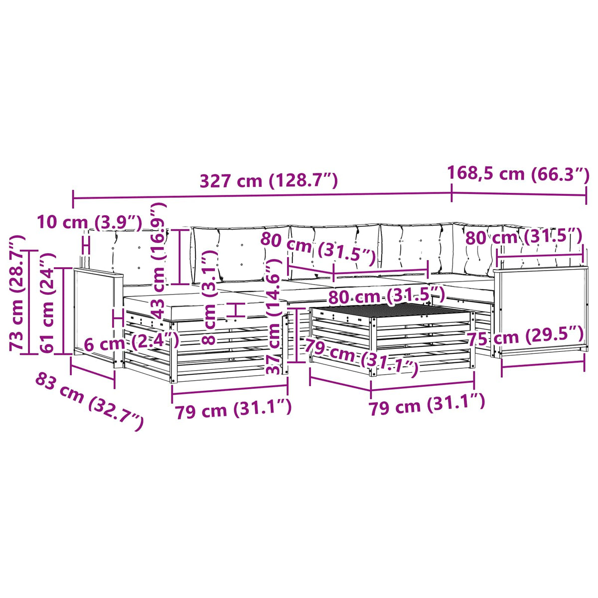 Set vanjskih sofa 7 kom. Prirodna i bež
