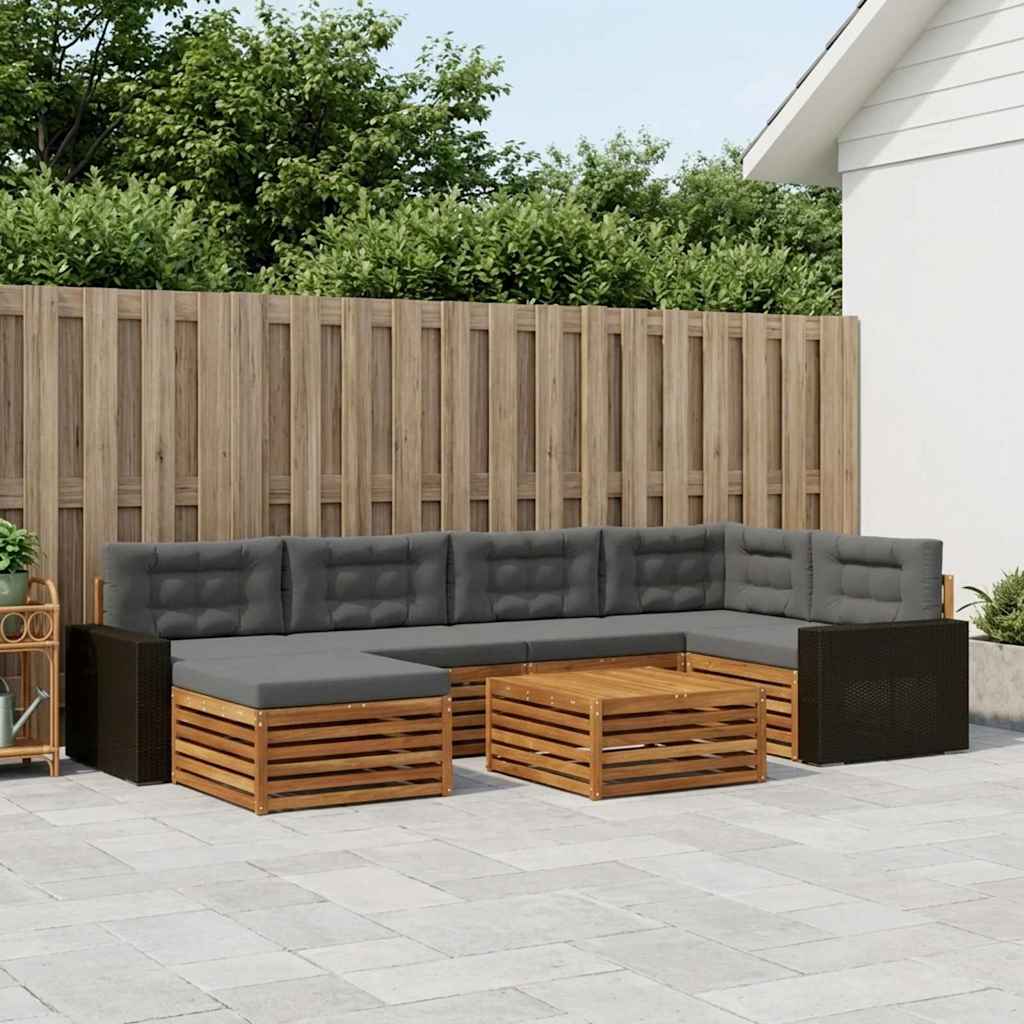 Set vanjskih sofa 7 kom. Prirodna i antracit
