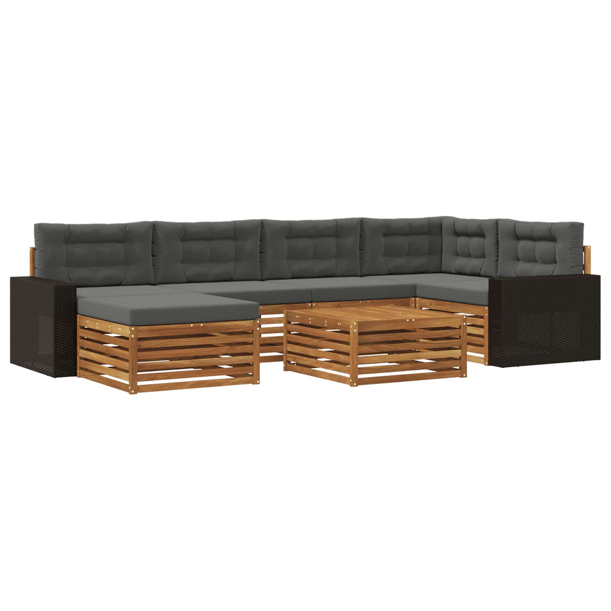 Set vanjskih sofa 7 kom. Prirodna i antracit