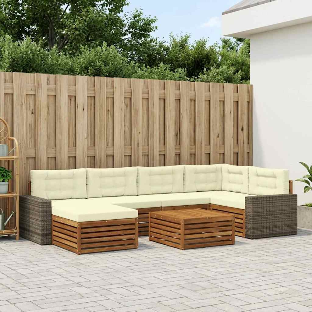 Set vanjskih sofa 7 kom. Prirodna i krem