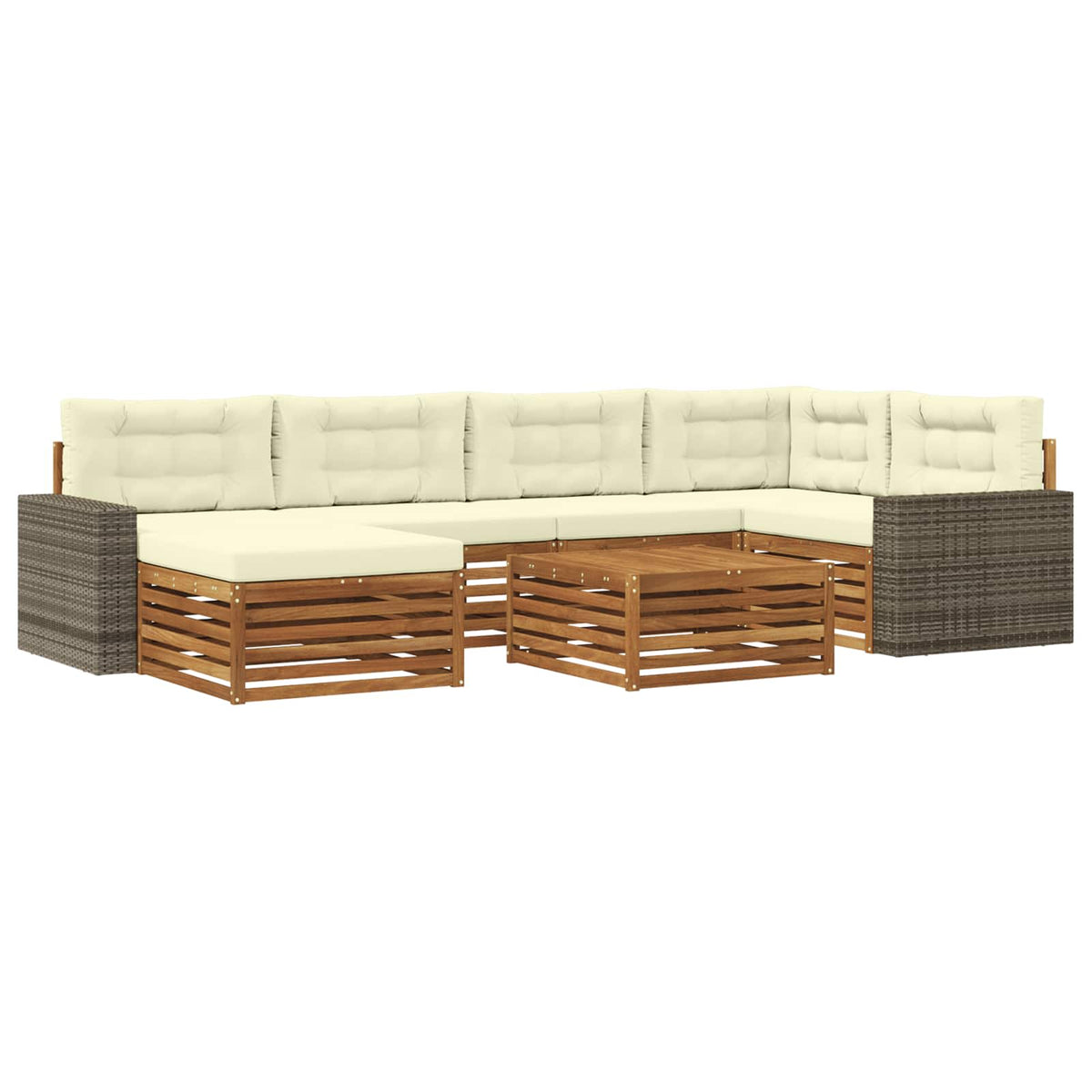 Set vanjskih sofa 7 kom. Prirodna i krem