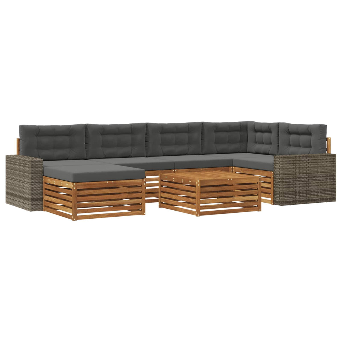 Set vanjskih sofa 7 kom. Prirodna i antracit