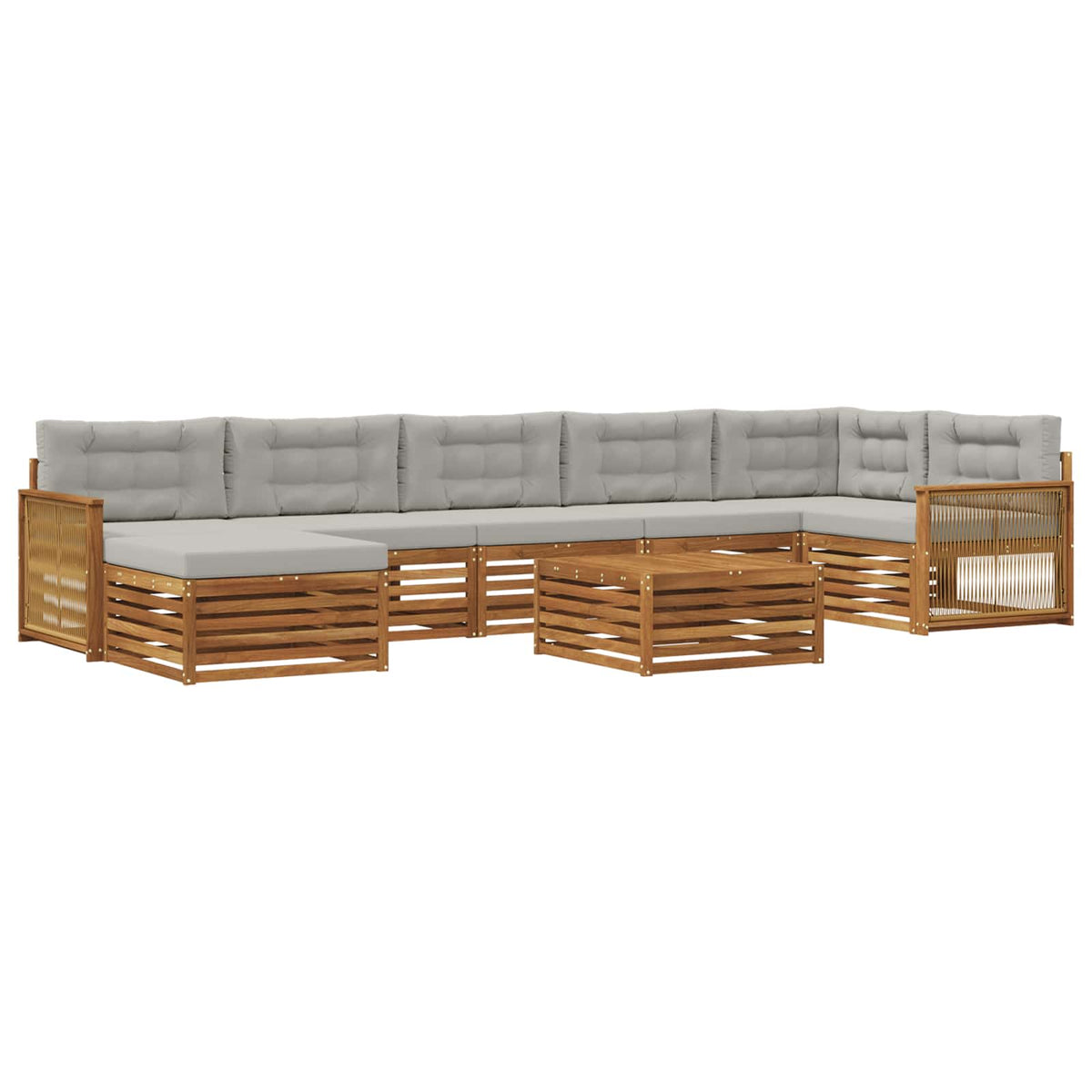 Set vanjskih sofa 8 kom. Prirodna i svjetlosiva