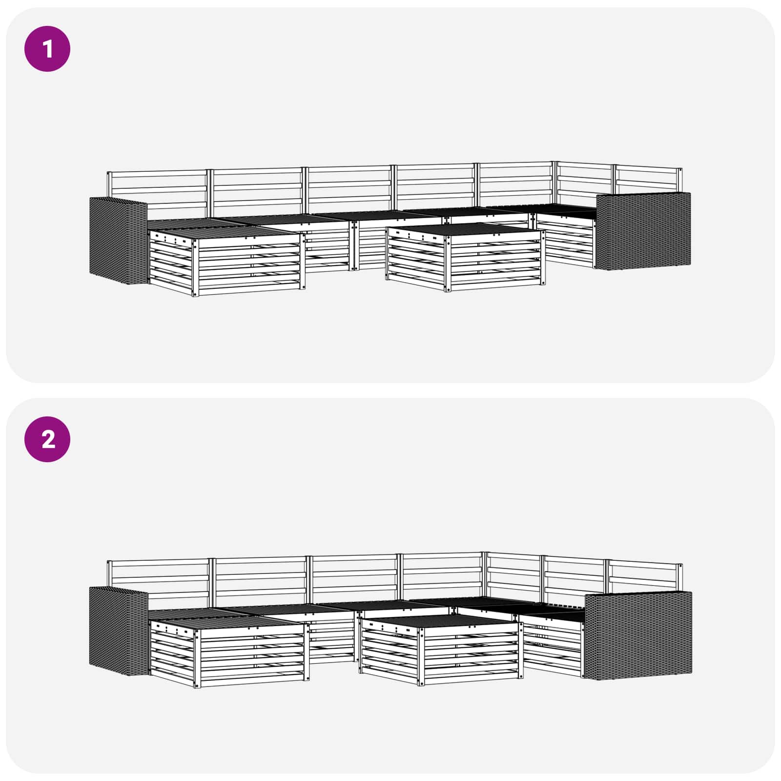 Set vanjskih sofa 8 pcs Prirodna