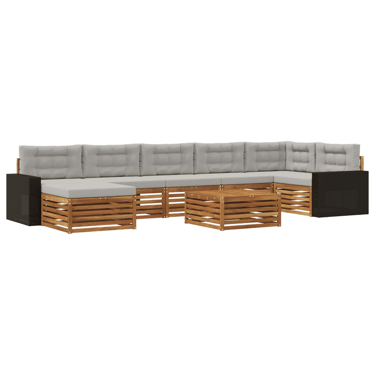 Set vanjskih sofa 8 kom. Prirodna i svjetlosiva