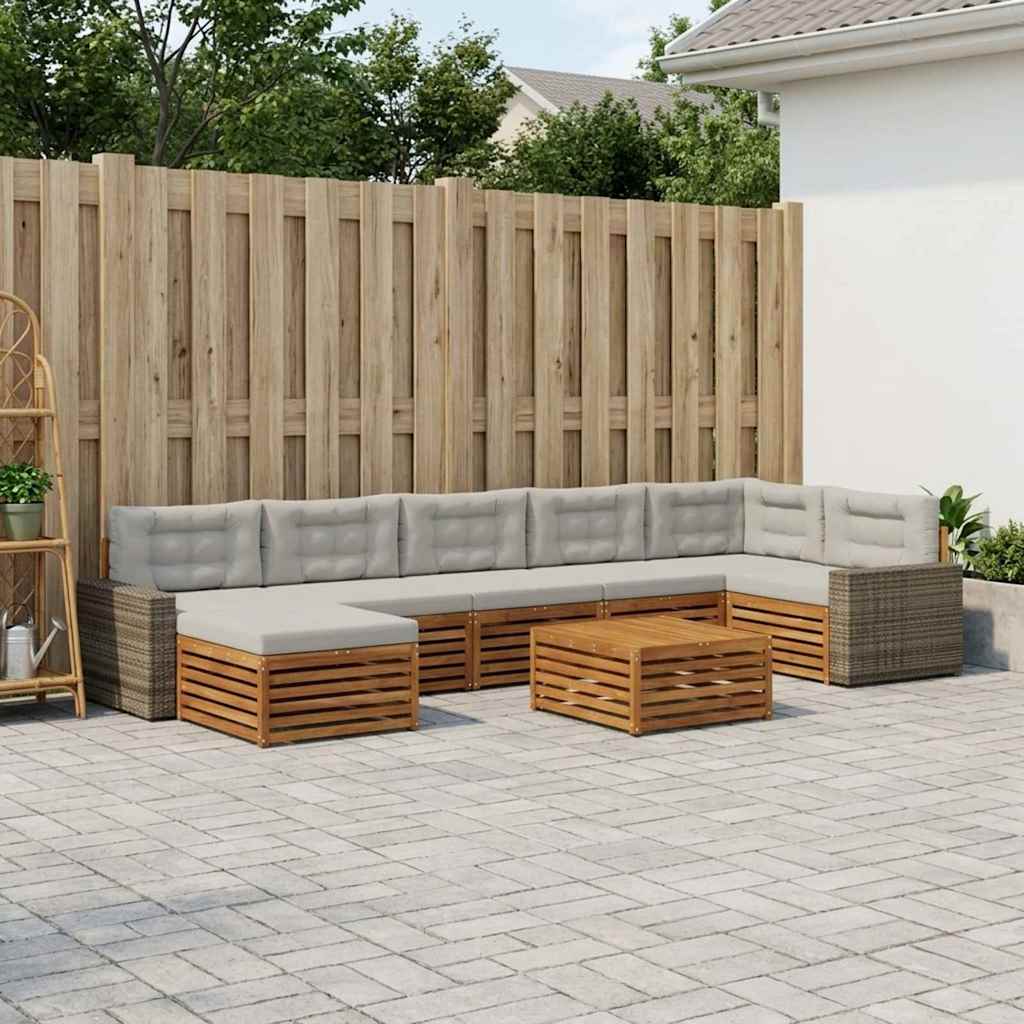 Set vanjskih sofa 8 kom. Prirodna i svjetlosiva