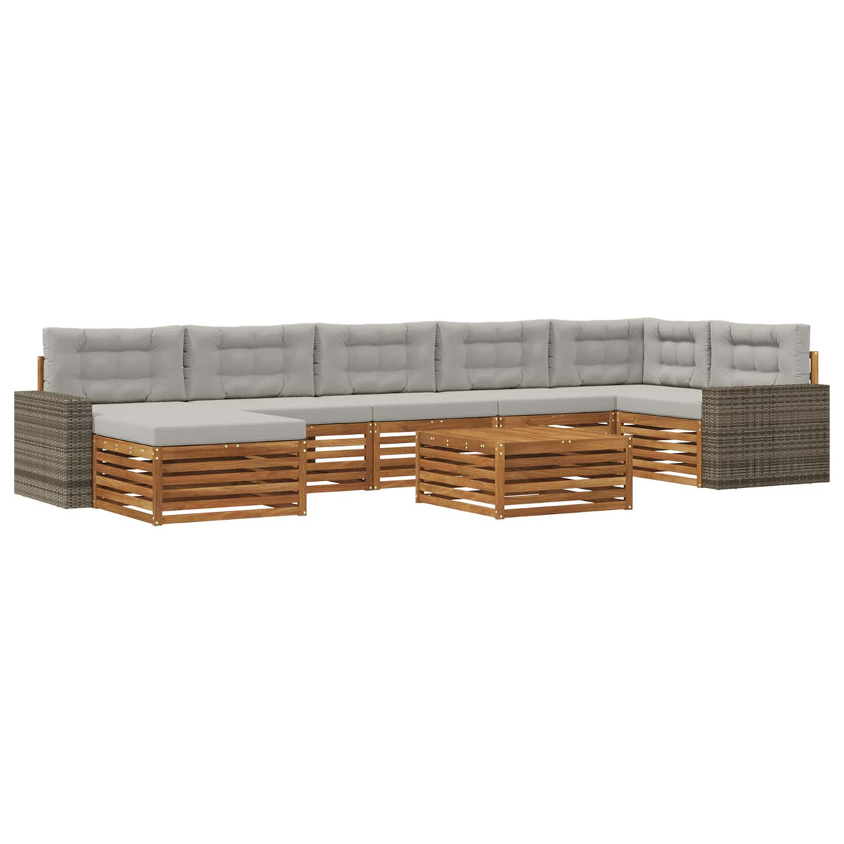 Set vanjskih sofa 8 kom. Prirodna i svjetlosiva