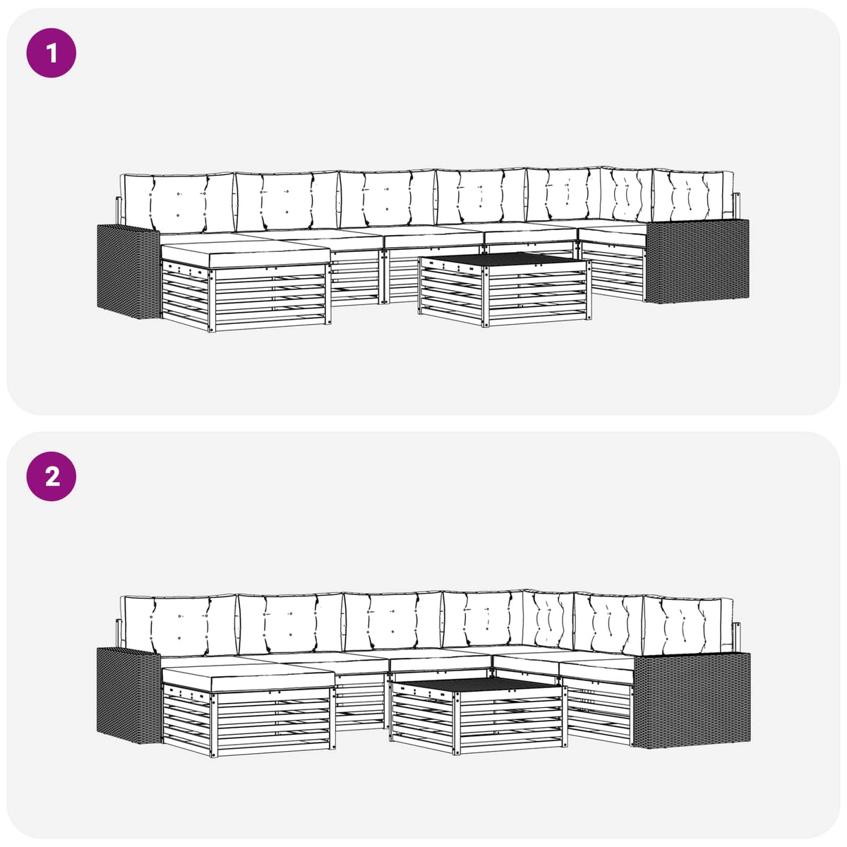 Set vanjskih sofa 8 kom. Prirodna i svjetlosiva