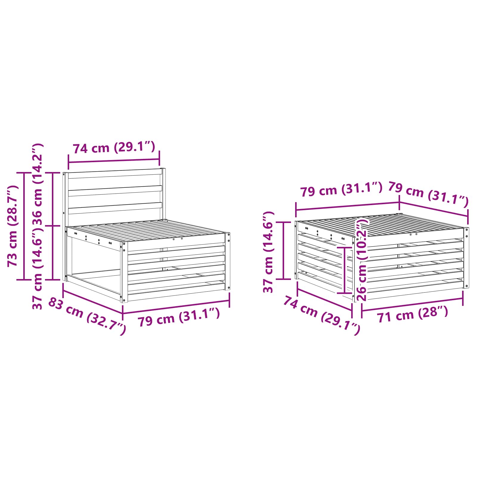 Setovi sofa 6 pcs Čvrsto drvo akacije