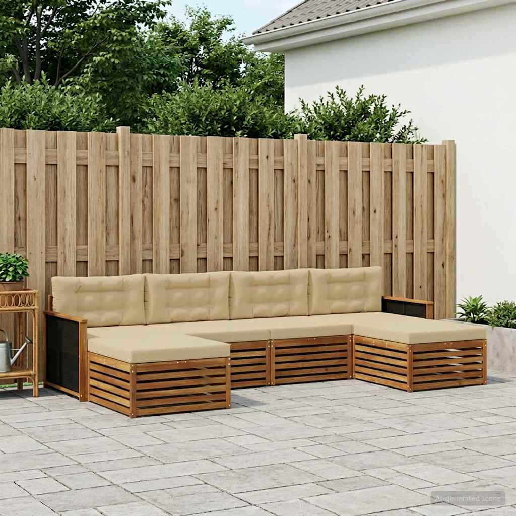 Setovi sofa s jastukom 6 pcs Čvrsto drvo akacije