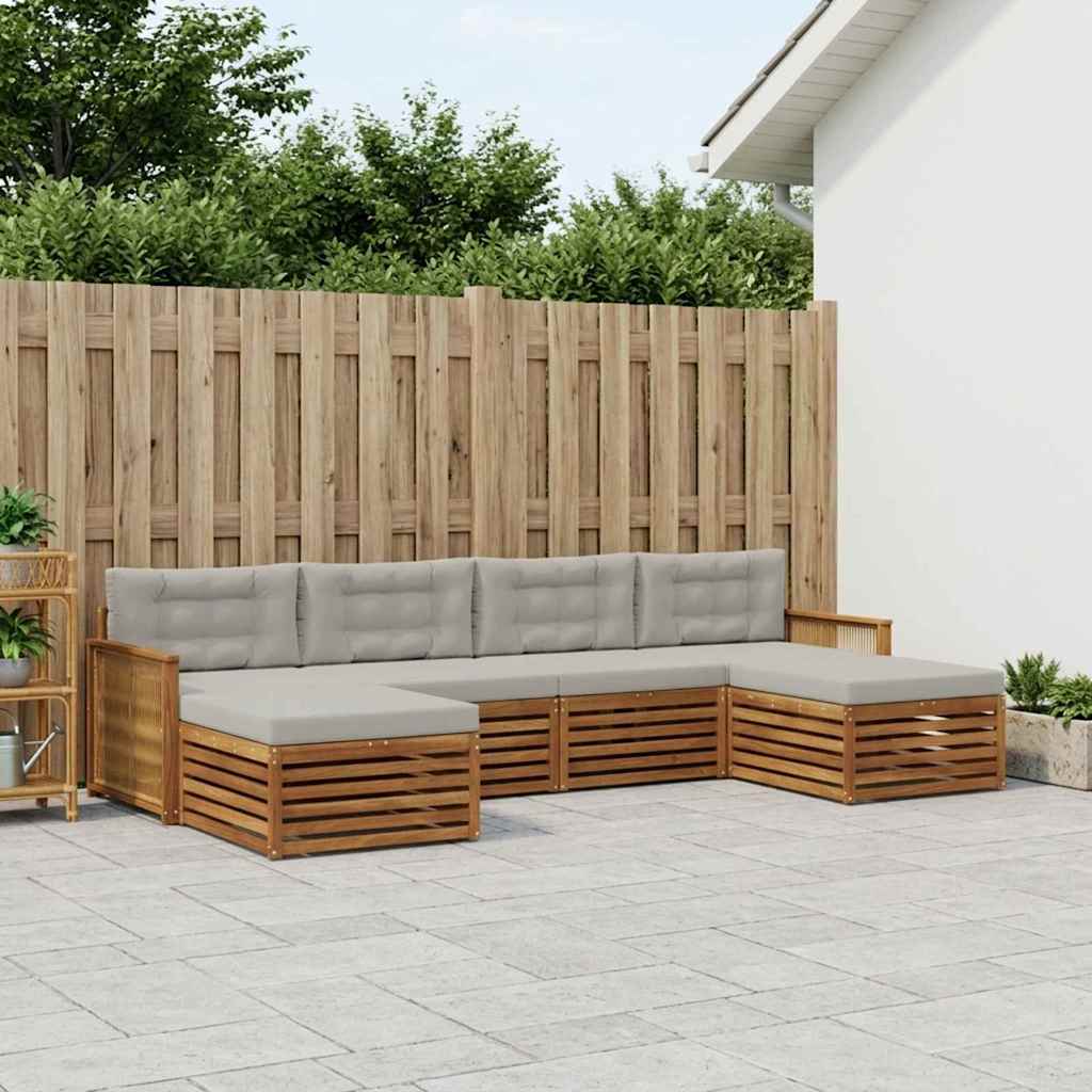 Set vanjskih sofa 6 kom. Čvrsto drvo akacije