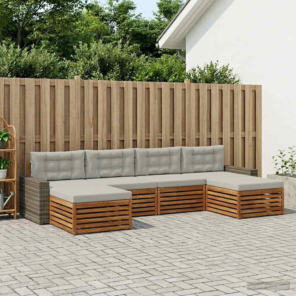 Set vanjskih sofa 6 kom. Čvrsto drvo akacije