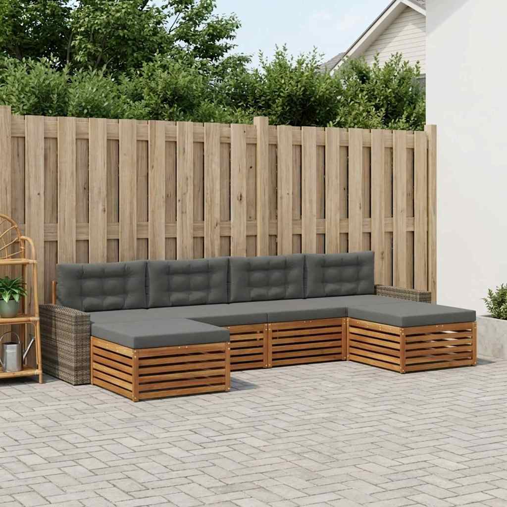 Set vanjskih sofa 6 kom. Čvrsto drvo akacije