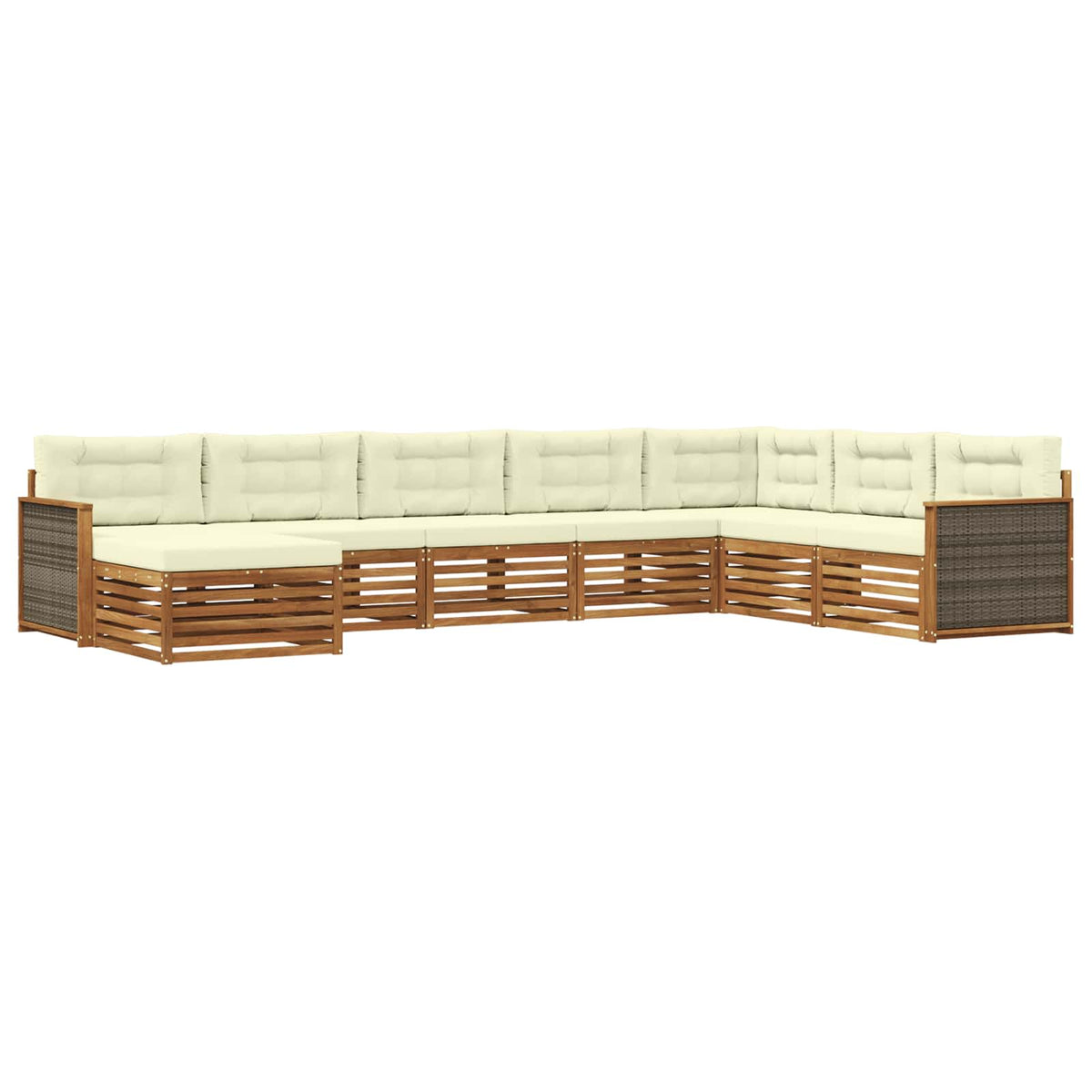 Set vanjskih sofa 8 kom. Prirodna i krem Čvrsto drvo akacije