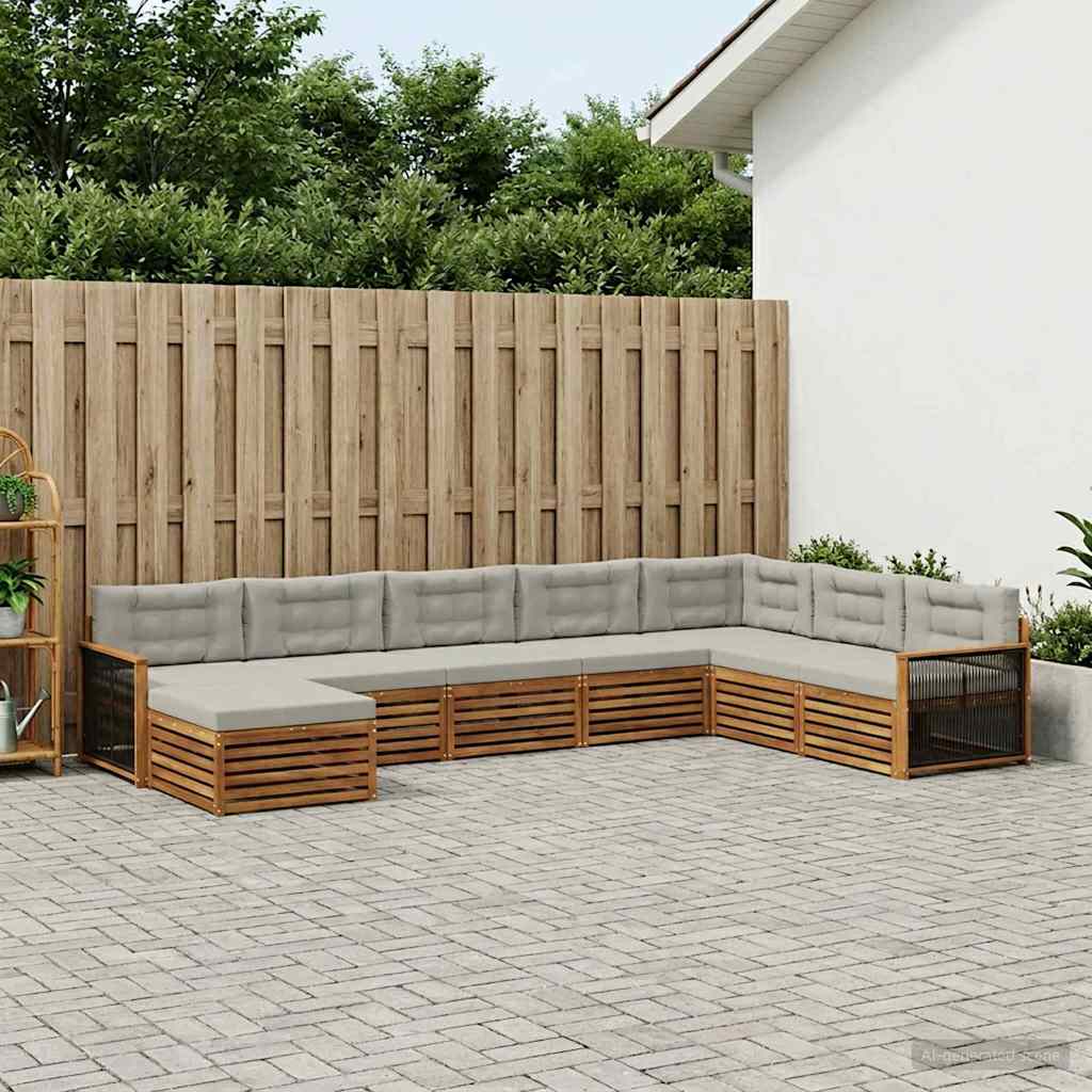 Set vanjskih sofa 8 kom. Prirodna i svjetlosiva