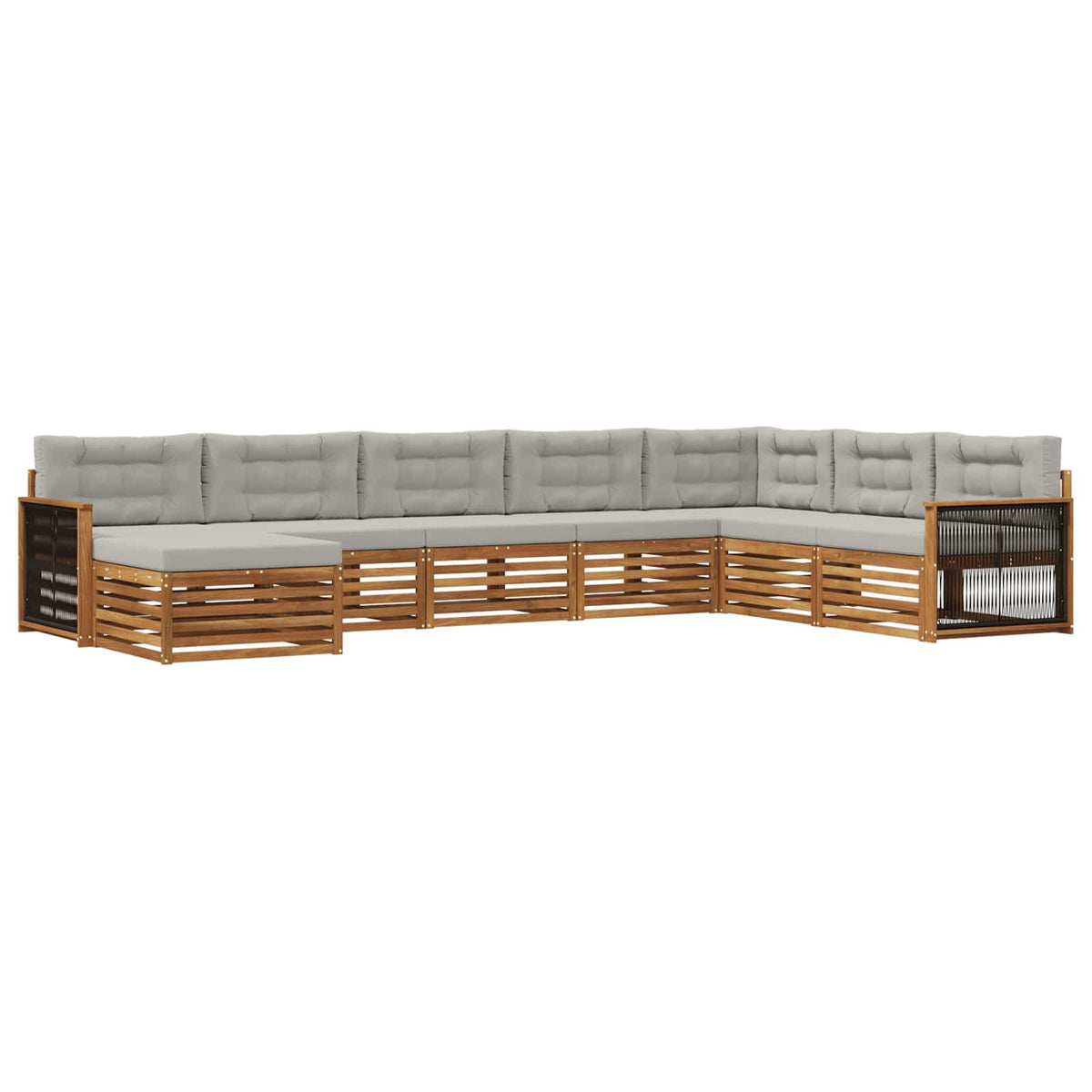 Set vanjskih sofa 8 kom. Prirodna i svjetlosiva