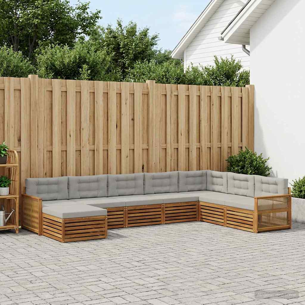 Set vanjskih sofa 8 kom. Prirodna i svjetlosiva