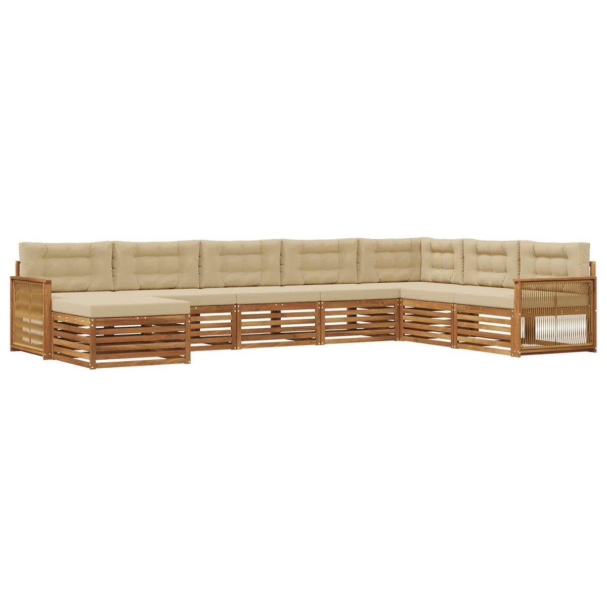 Set vanjskih sofa 8 kom. Prirodna i bež Čvrsto drvo akacije