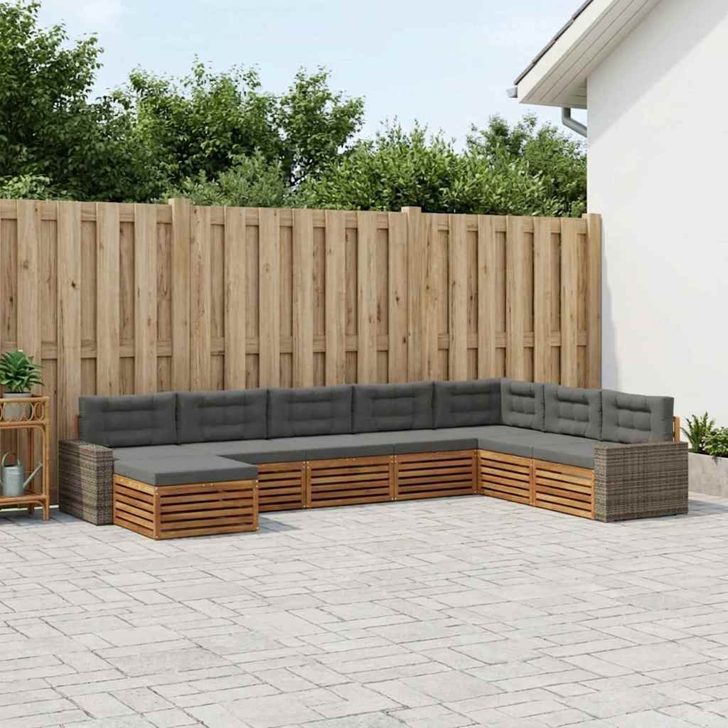 Set vanjskih sofa 8 kom. Prirodna i antracit