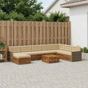 Set vanjskih sofa 9 kom. Prirodna i bež Čvrsto drvo akacije
