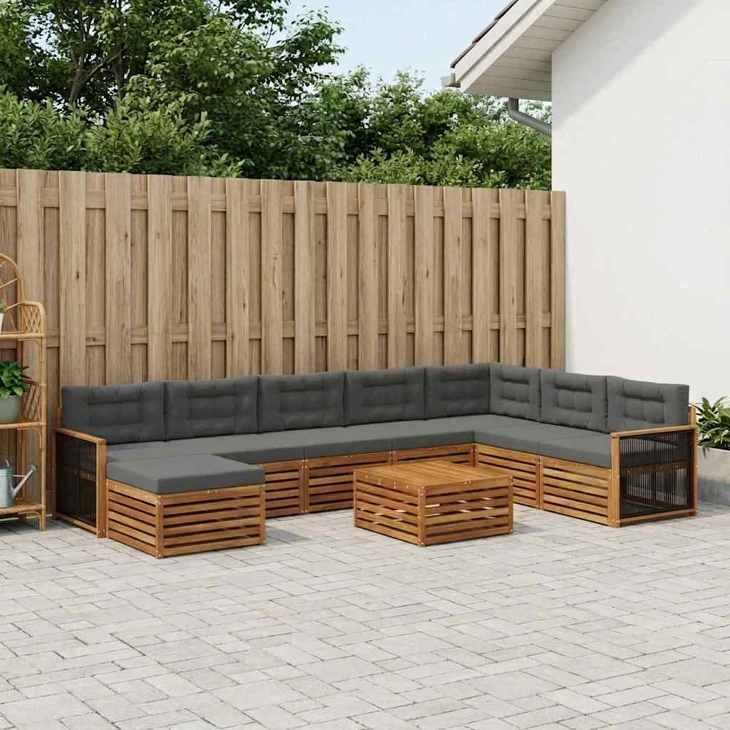 Set vanjskih sofa 9 kom. Prirodna i antracit
