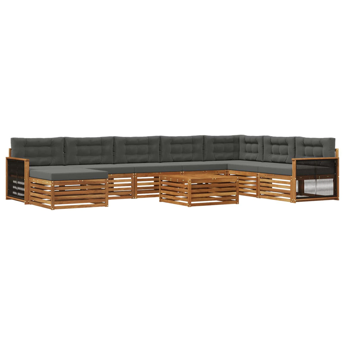 Set vanjskih sofa 9 kom. Prirodna i antracit