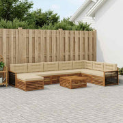 Set vanjskih sofa 9 kom. Prirodna i bež Čvrsto drvo akacije