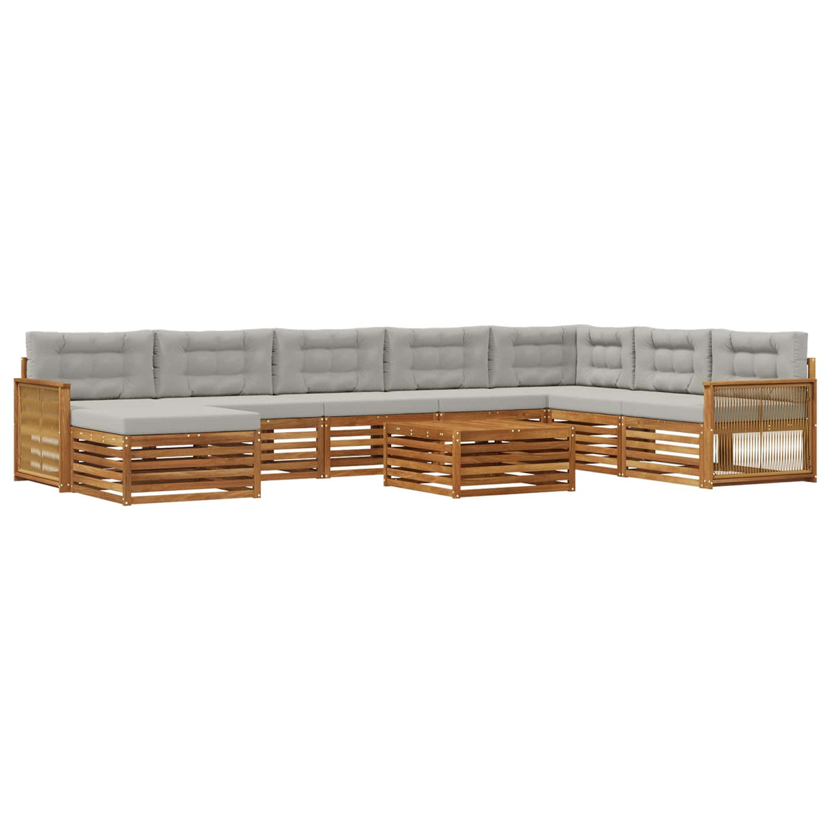 Set vanjskih sofa 9 kom. Prirodna i svjetlosiva