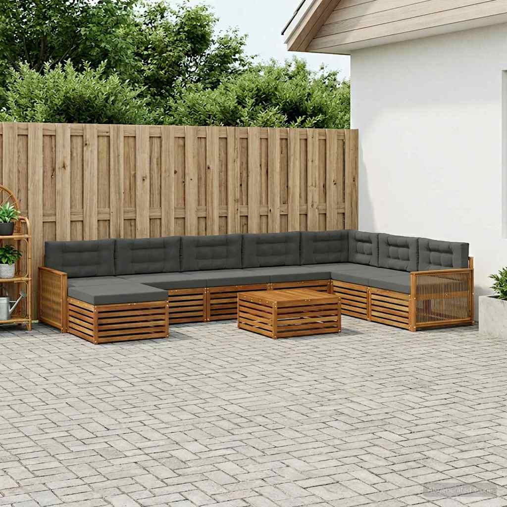 Set vanjskih sofa 9 kom. Prirodna i antracit