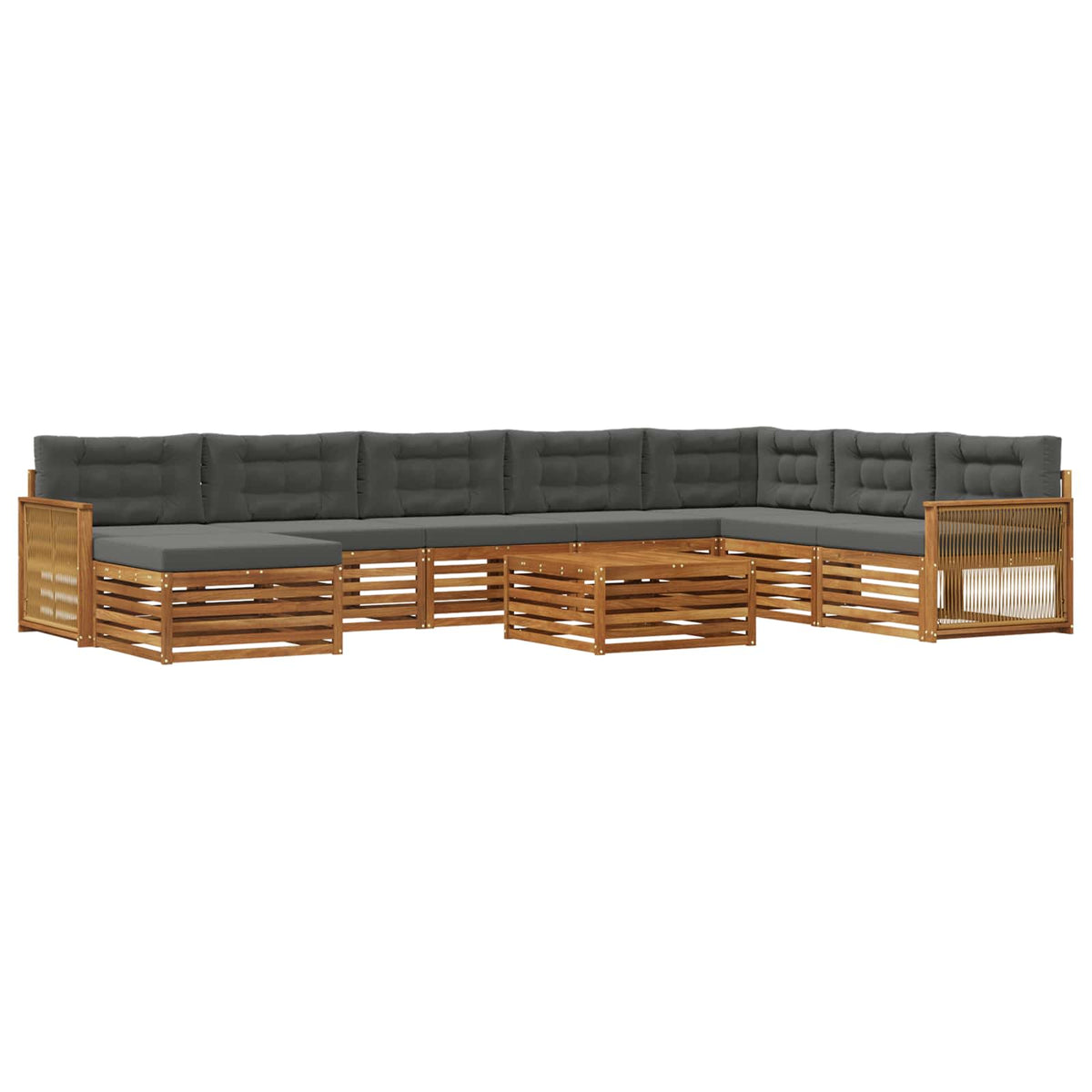 Set vanjskih sofa 9 kom. Prirodna i antracit