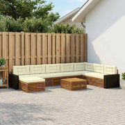 Set vanjskih sofa 9 kom. Prirodna i krem Čvrsto drvo akacije