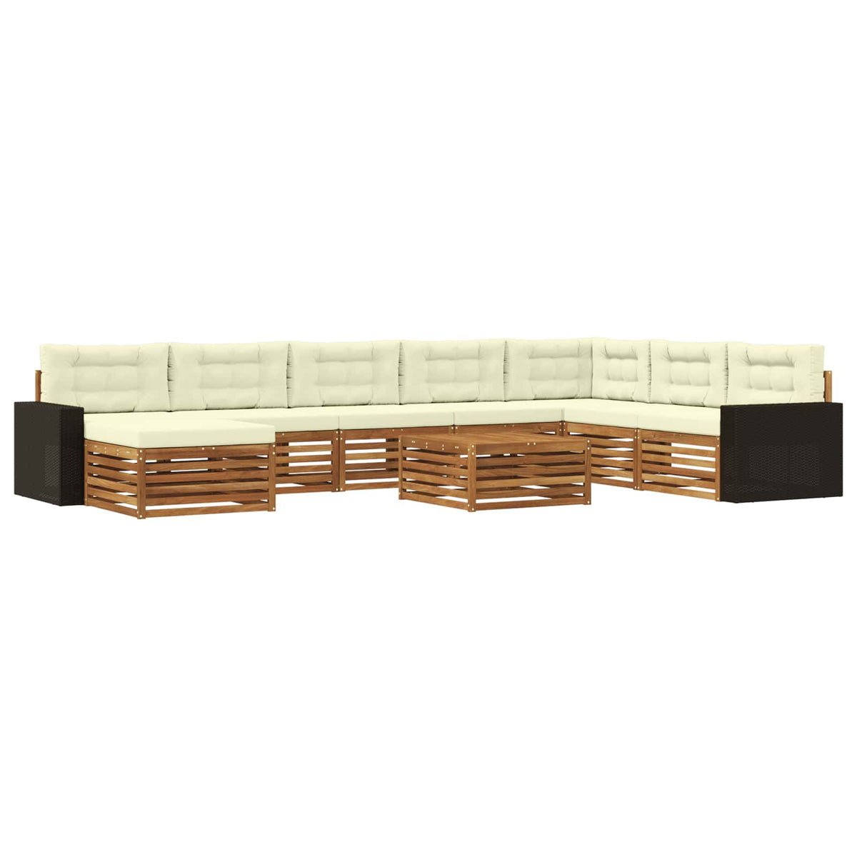 Set vanjskih sofa 9 kom. Prirodna i krem Čvrsto drvo akacije