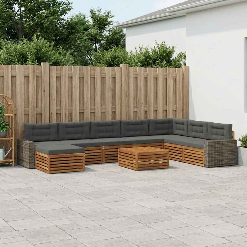 Set vanjskih sofa 9 kom. Prirodna i antracit
