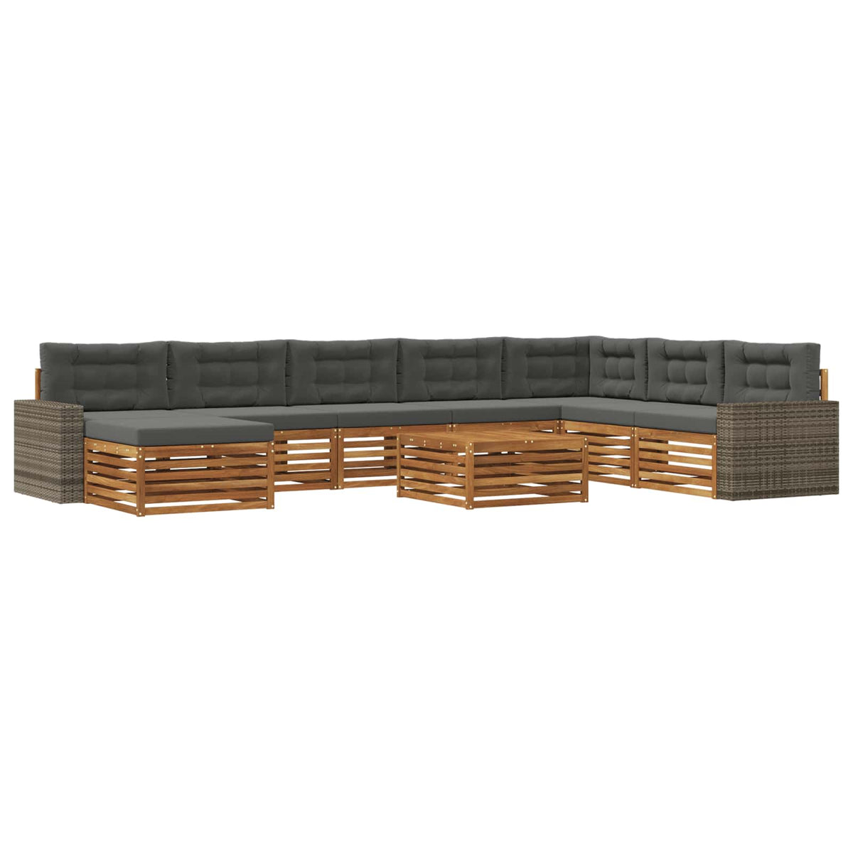 Set vanjskih sofa 9 kom. Prirodna i antracit