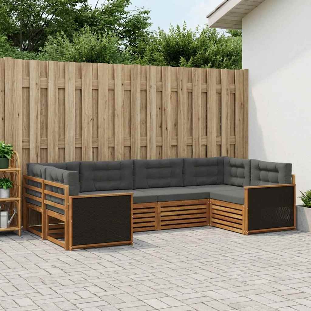 Set vanjskih sofa 6 kom. Prirodna i antracit