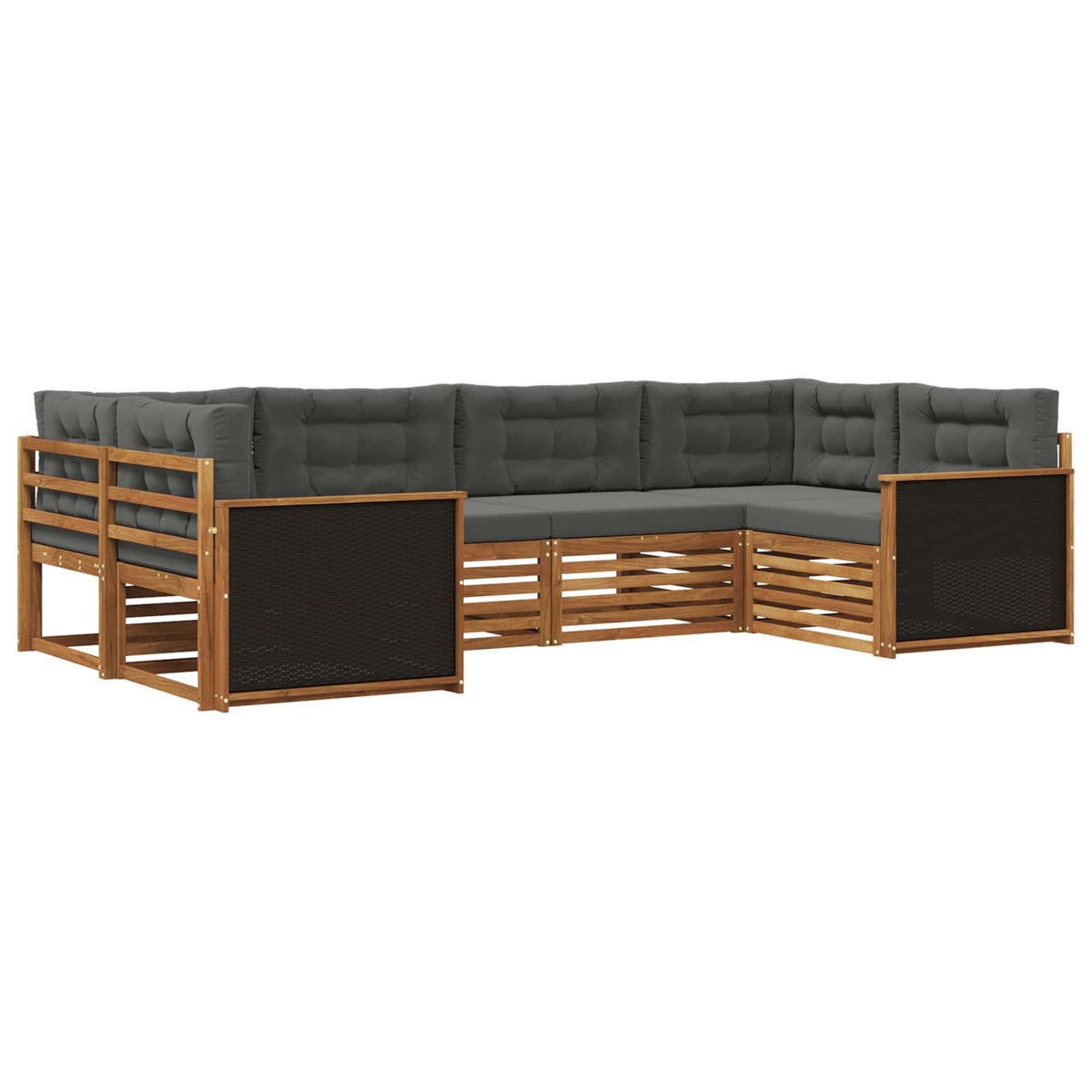 Set vanjskih sofa 6 kom. Prirodna i antracit