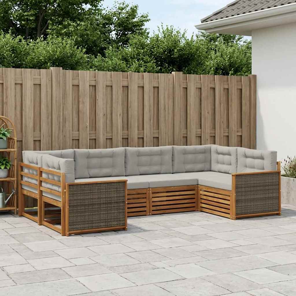 Set vanjskih sofa 6 kom. Prirodna i svjetlosiva