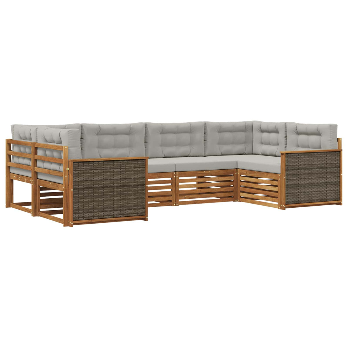Set vanjskih sofa 6 kom. Prirodna i svjetlosiva