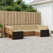 Set vanjskih sofa 6 kom. Prirodna i bež Čvrsto drvo akacije
